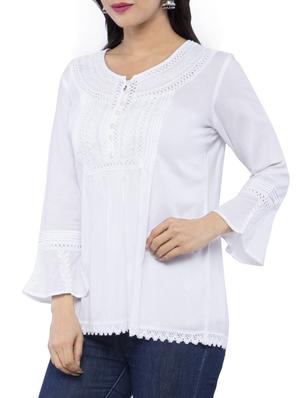 chikankari white kurti - 16066850 - Standard Image - 2