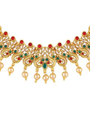 gold zinc choker necklace - 16071890 - Standard Image - 2