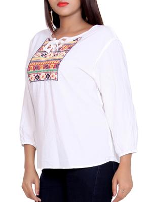 embroidered tie up top - 16072334 - Standard Image - 2