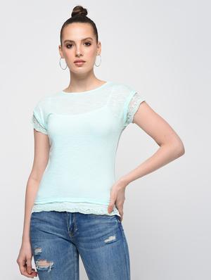 lace trim cap sleeved top - 16072352 - Standard Image - 2