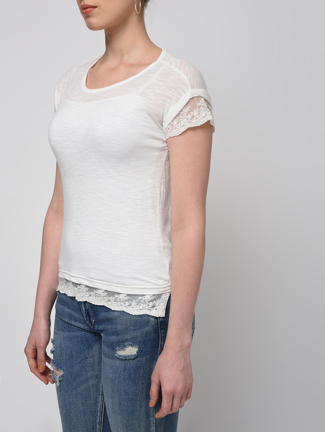 lace trim cap sleeved top - 16072354 - Zoom Image - 5