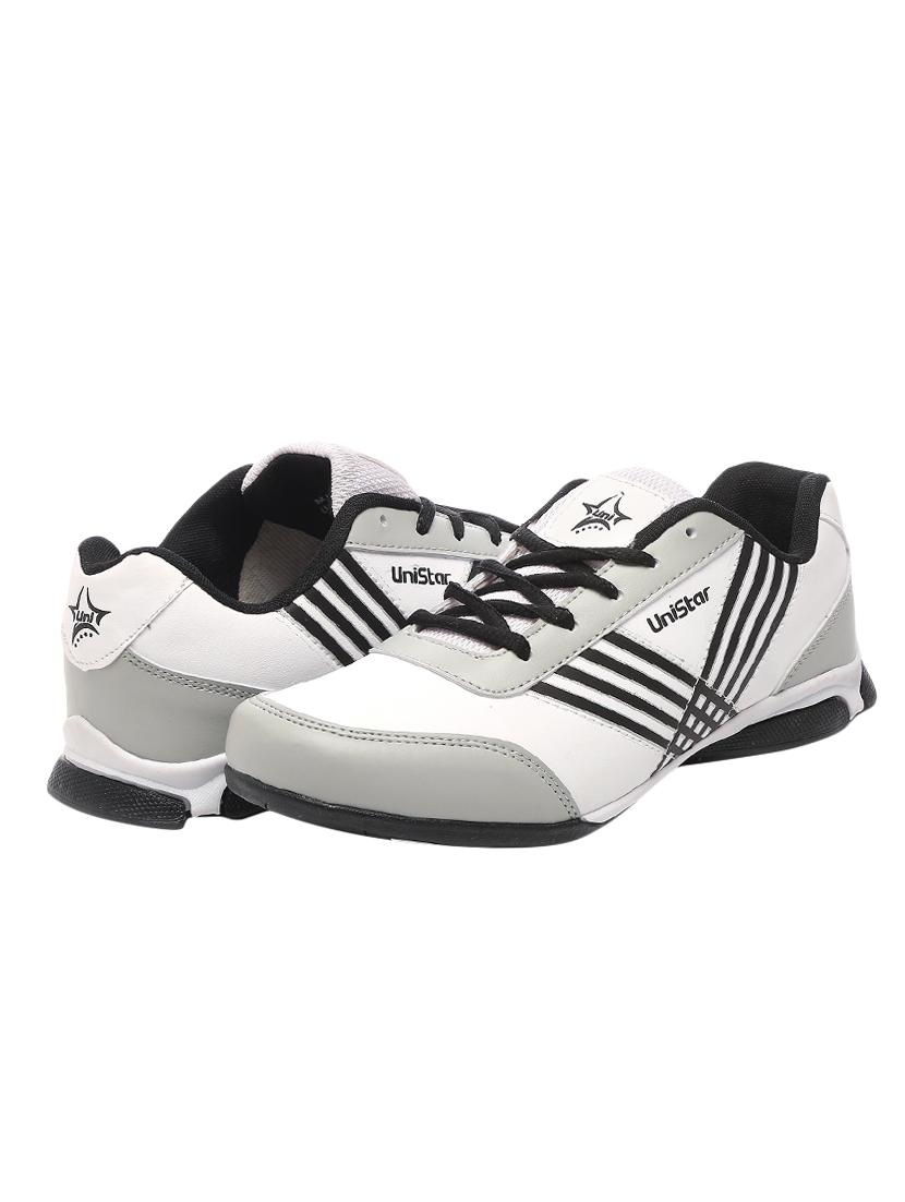 white leatherette lace up sport shoes - 16077374 - Zoom Image - 2