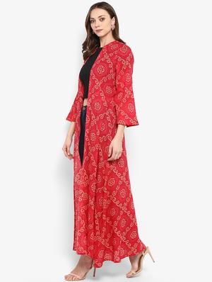 Bandhani print long shrug - 16077693 - Standard Image - 2