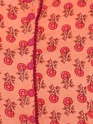 floral print front open kurta with pant set - 16077703 - Standard Image - 5