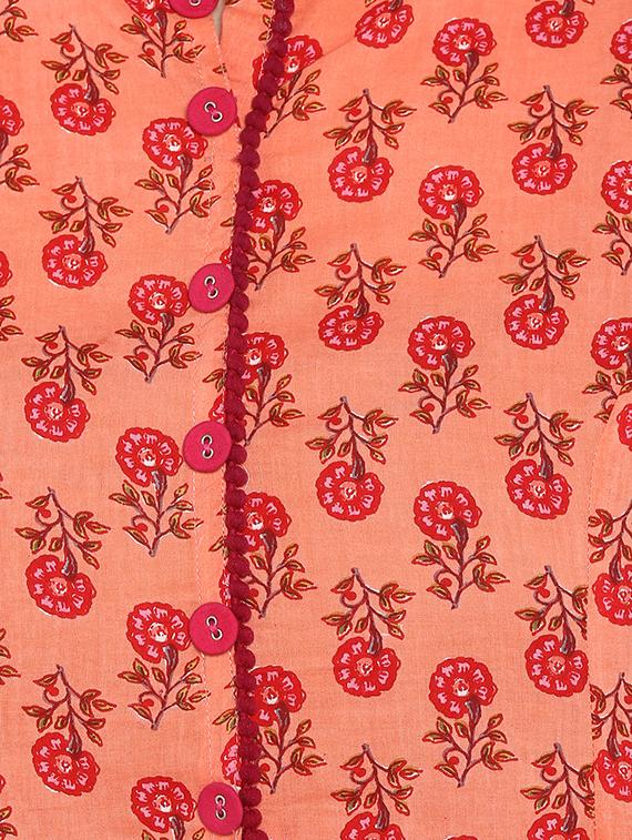 floral print front open kurta with pant set - 16077703 - Zoom Image - 5
