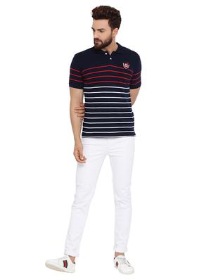 navy blue striped polo t-shirt - 16078026 - Standard Image - 5
