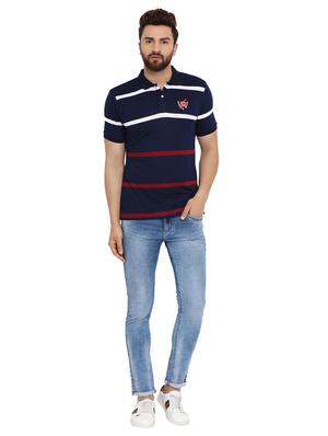navy blue striped polo t-shirt - 16078030 - Standard Image - 5