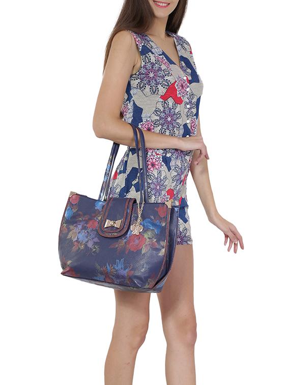 blue leatherette (pu) regular handbag - 16078193 - Zoom Image - 5