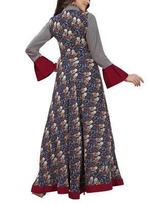 conversational printed flared kurta - 16079231 - Standard Image - 2