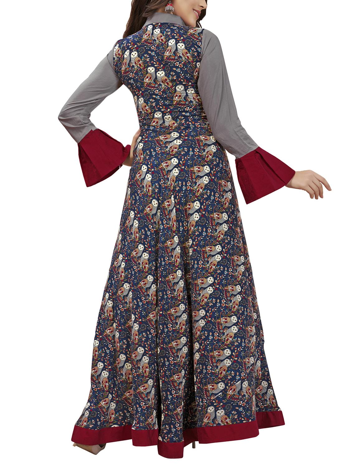 conversational printed flared kurta - 16079231 - Zoom Image - 2