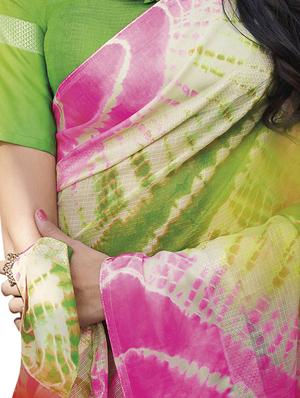 contrast shibori kota doria saree with blouse - 16080304 - Standard Image - 2