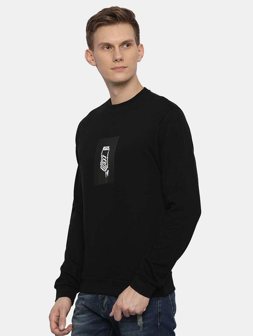 black chest print sweatshirt - 16082171 - Zoom Image - 2