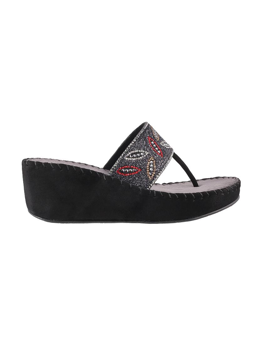 black t-strap wedges - 16084028 - Zoom Image - 2