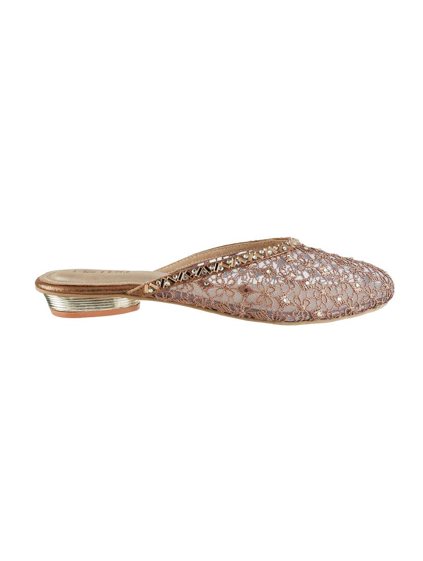 gold slip on mules - 16084289 - Zoom Image - 2