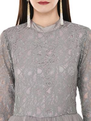 lace panel flared gown - 16084879 - Standard Image - 5