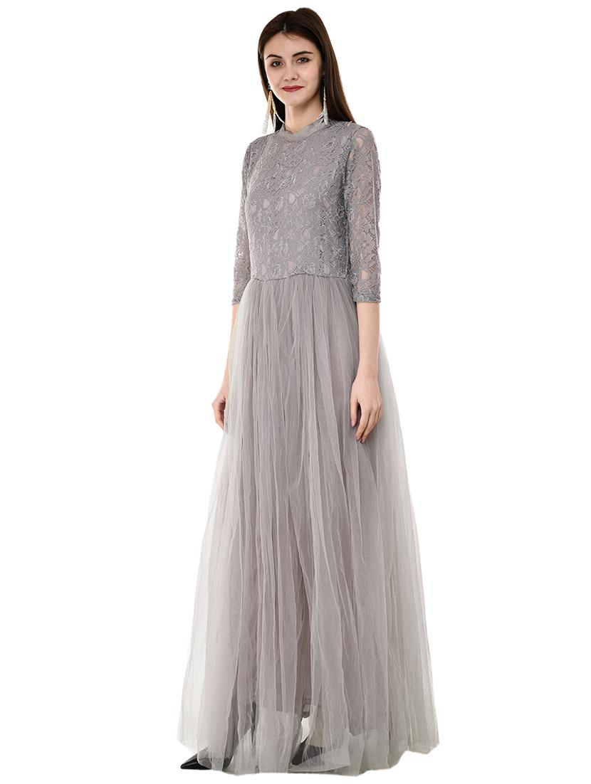 lace panel flared gown - 16084879 - Zoom Image - 2