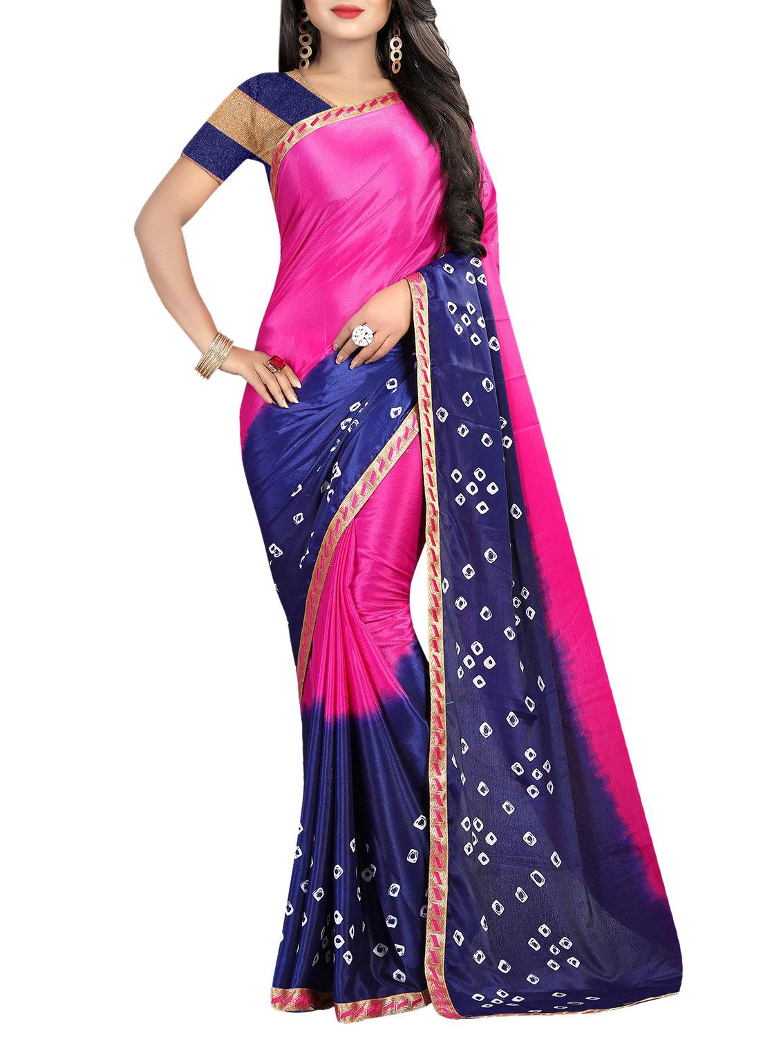 set of 2 multicolor bandhani saree combo with blouse - 16085710 - Zoom Image - 2