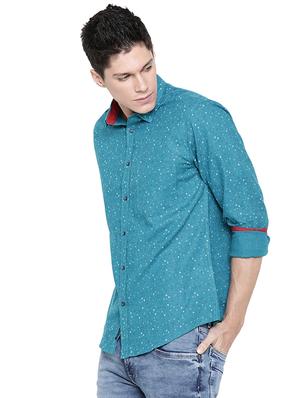 blue printed casual shirt - 16086856 - Standard Image - 2