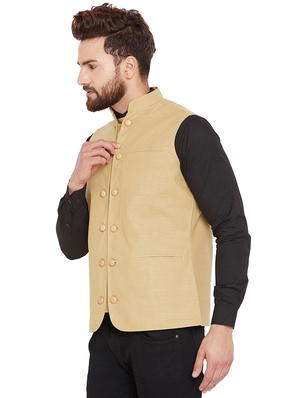 beige cotton nehru jacket - 16087054 - Standard Image - 2