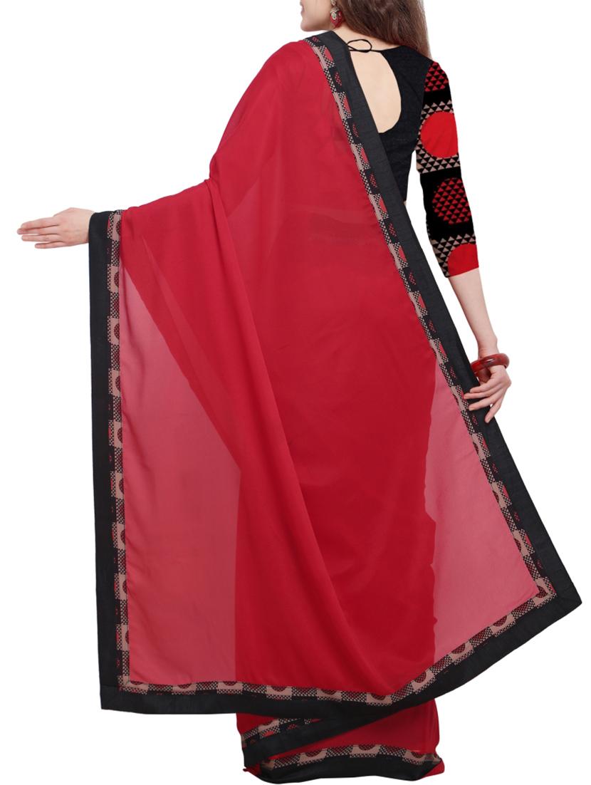 Solid plain saree with blouse - 16087149 - Zoom Image - 2