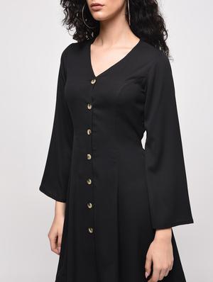 tie back button up a-line dress - 16087383 - Standard Image - 5
