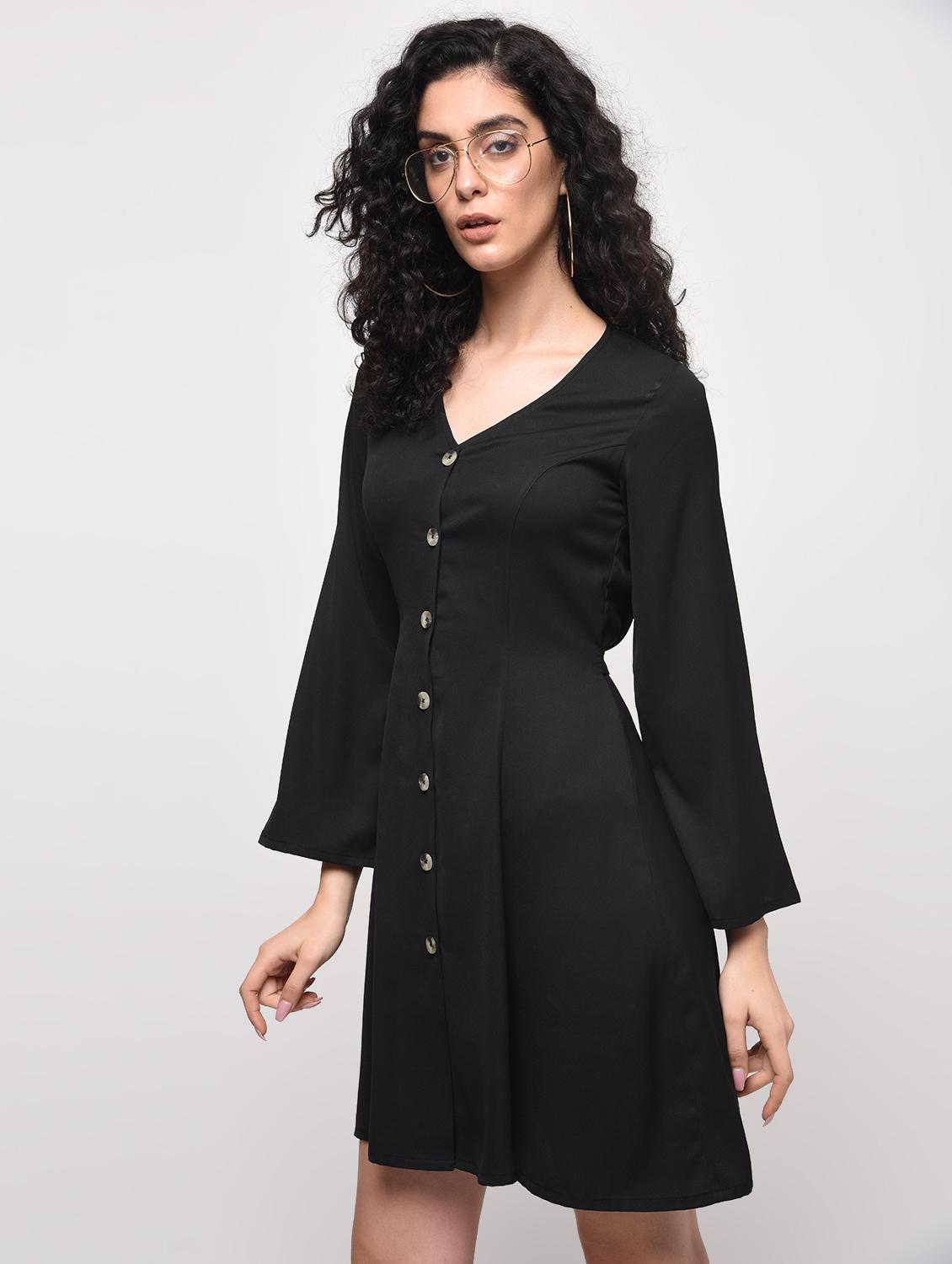 tie back button up a-line dress - 16087383 - Zoom Image - 2