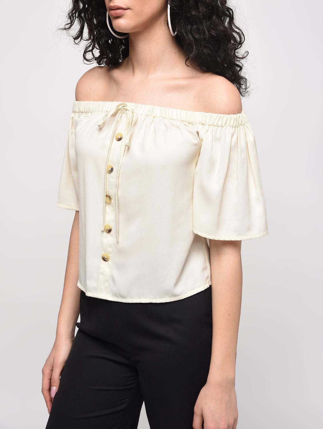 button detail off shoulder top - 16087399 - Zoom Image - 5