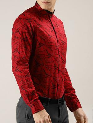 red printed casual shirt - 16089606 - Standard Image - 2