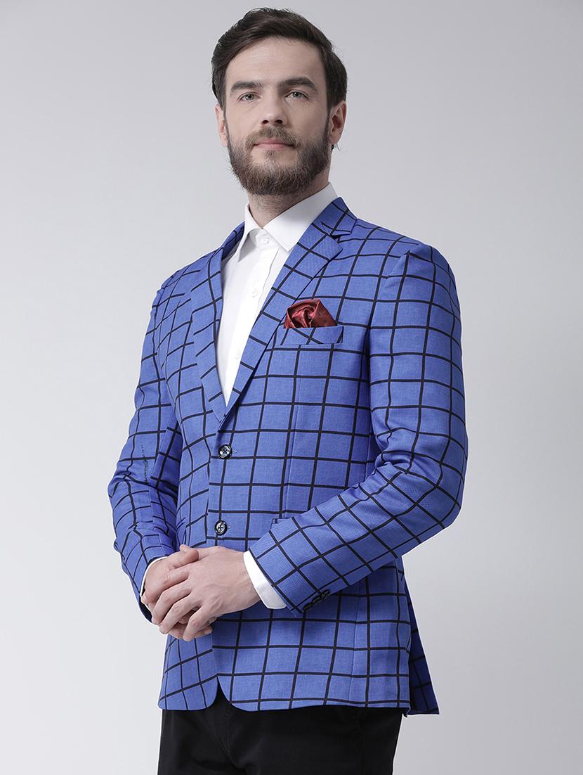 blue checkered casual blazer - 16089787 - Zoom Image - 2