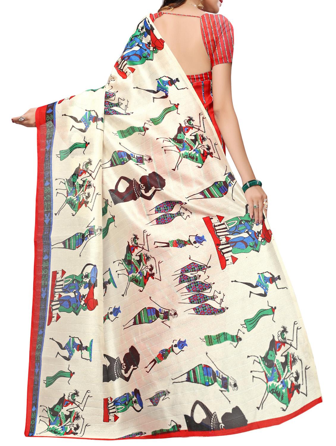 red silk bhagalpuri saree with blouse - 16090332 - Zoom Image - 2