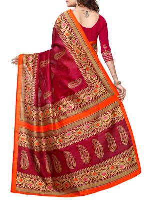 maroon art silk bhagalpuri saree with blouse - 16090355 - Standard Image - 2