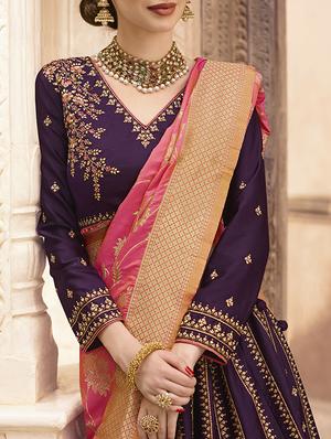 floral embroidered flared lehenga - 16091254 - Standard Image - 2