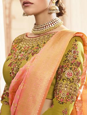 floral embroidered flared lehenga - 16091256 - Standard Image - 2