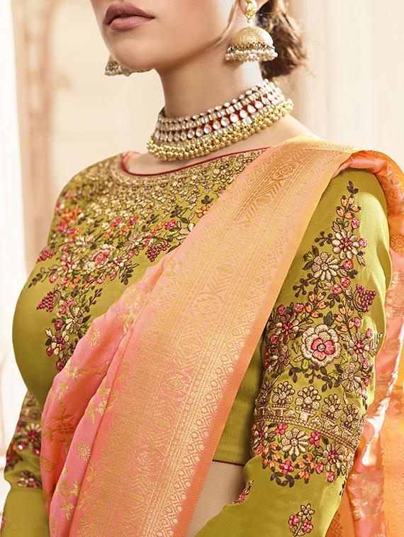 floral embroidered flared lehenga - 16091256 - Zoom Image - 2