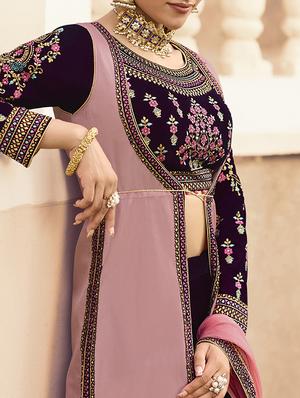 floral embroidered flared lehenga - 16091260 - Standard Image - 2