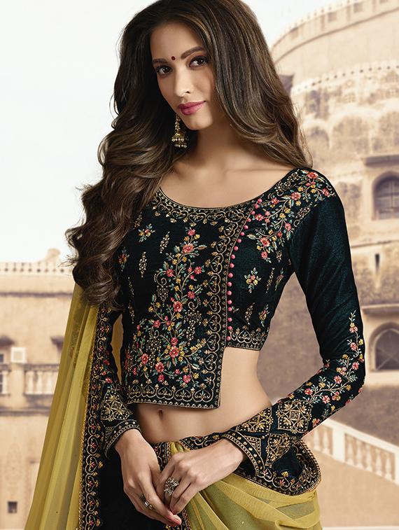 floral embroidered flared lehenga - 16091263 - Zoom Image - 2