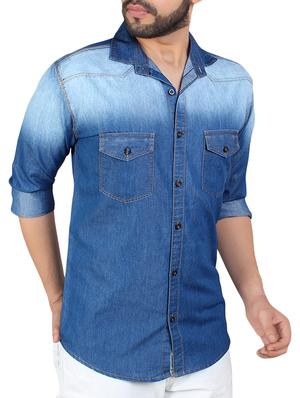 blue faded casual shirt - 16092265 - Standard Image - 2