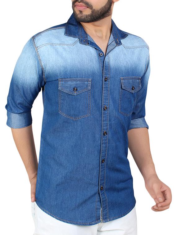 blue faded casual shirt - 16092265 - Zoom Image - 2