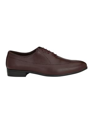 brown lestherette lace-up oxfords - 16092330 - Standard Image - 2