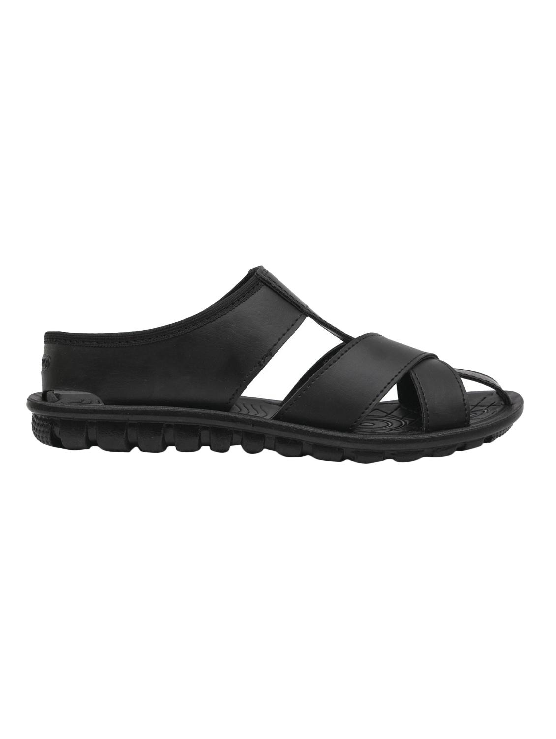 black Leatherette slip on sandals - 16092700 - Zoom Image - 2