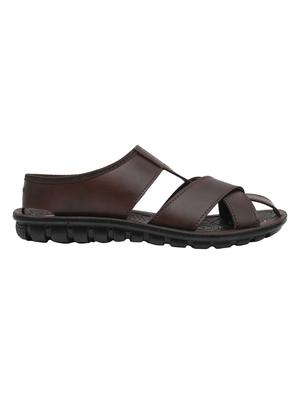 brown leatherette slip on sandals - 16092701 - Standard Image - 2