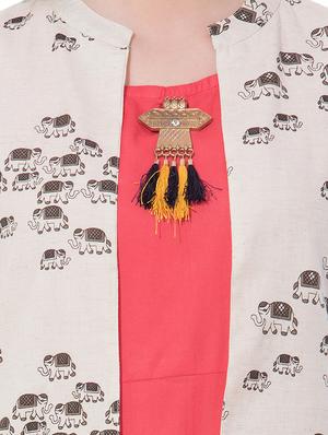 Solid a-line kurta with conversational jacket - 16093079 - Standard Image - 5