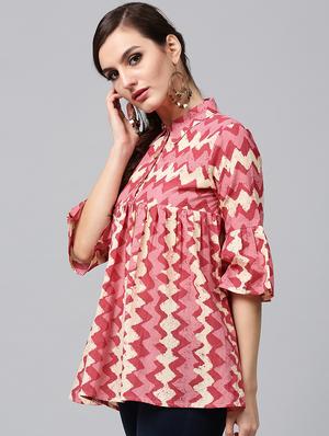 chevron gathered tunic - 16094169 - Standard Image - 2