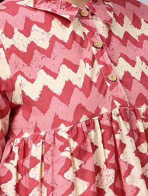 chevron gathered tunic - 16094169 - Standard Image - 5