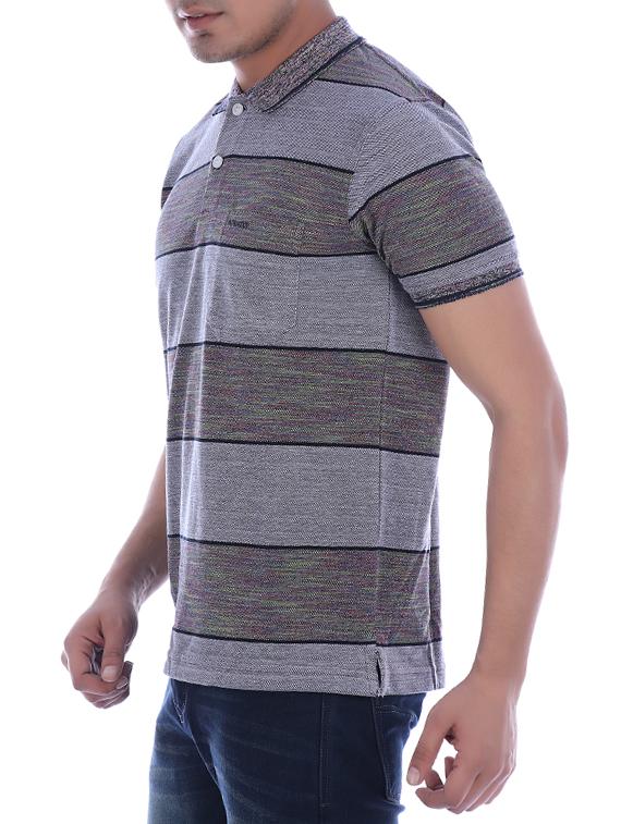grey striped polo t-shirt - 16094257 - Zoom Image - 2