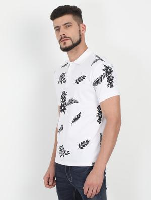 white all over print polo t-shirt - 16094336 - Standard Image - 2