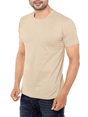 beige solid t-shirt - 16094358 - Standard Image - 2