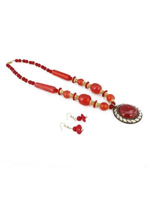 red metal statement necklace - 16094713 - Standard Image - 2