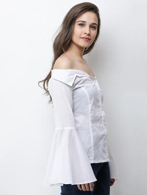 bell sleeved off shoulder shirt - 16095272 - Standard Image - 2