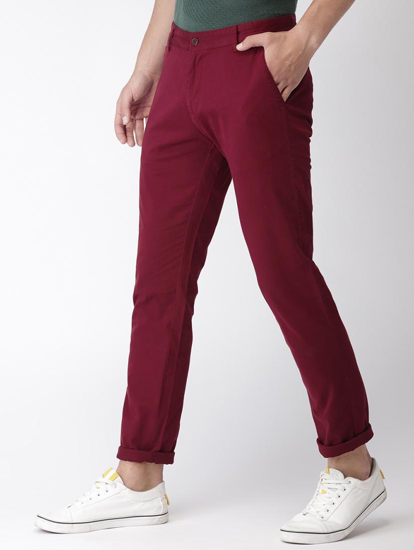 red cotton chinos casual trousers - 16095947 - Zoom Image - 2